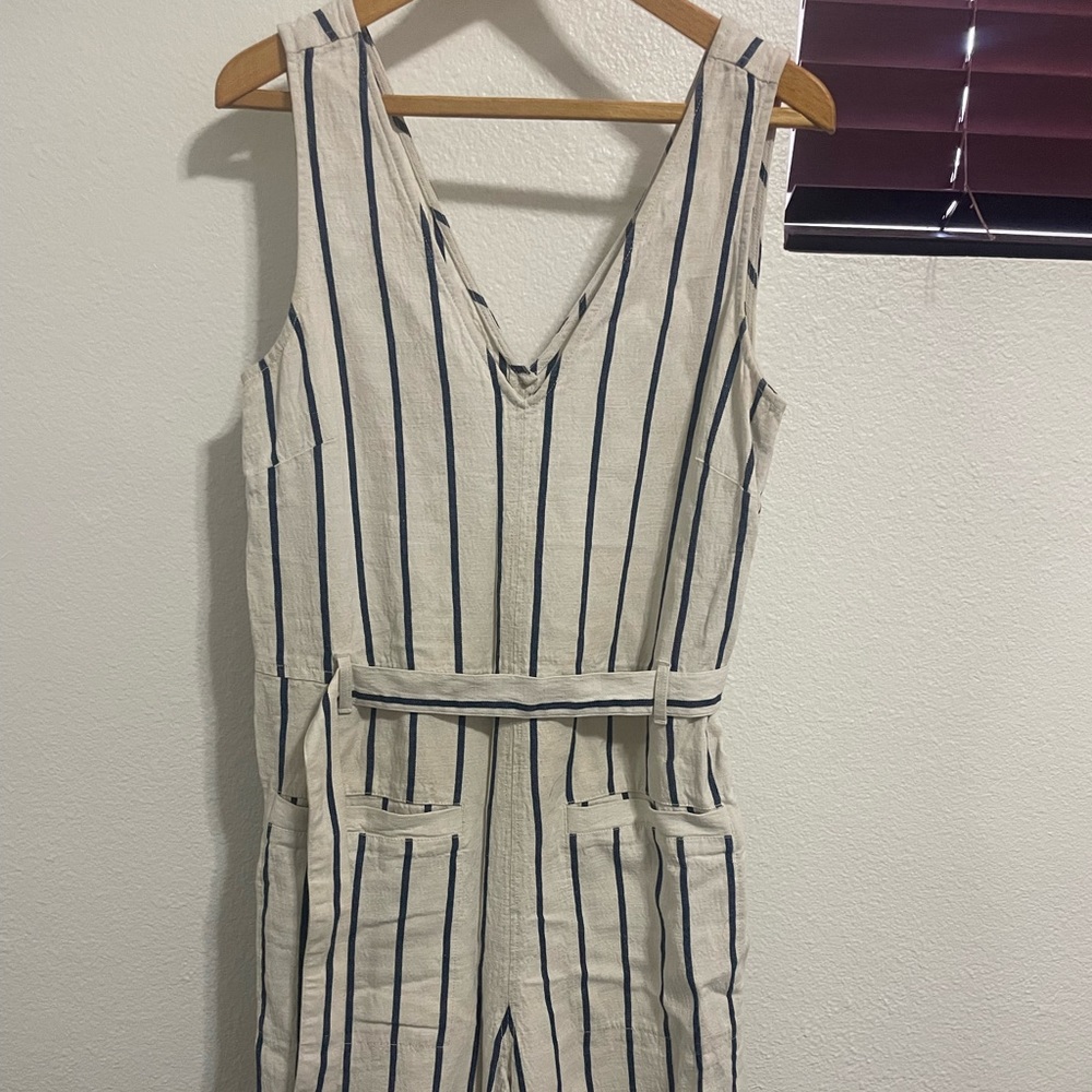 Madewell Blue and White Jumpsuit with pockets (L)